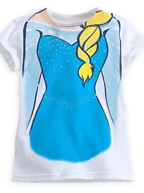 Disney White & Teal Elsa Graphic Short Sleeve Tee